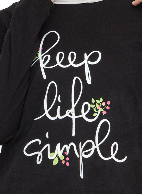 Black Printed Long - Sleeve Design 22 - Khotwh